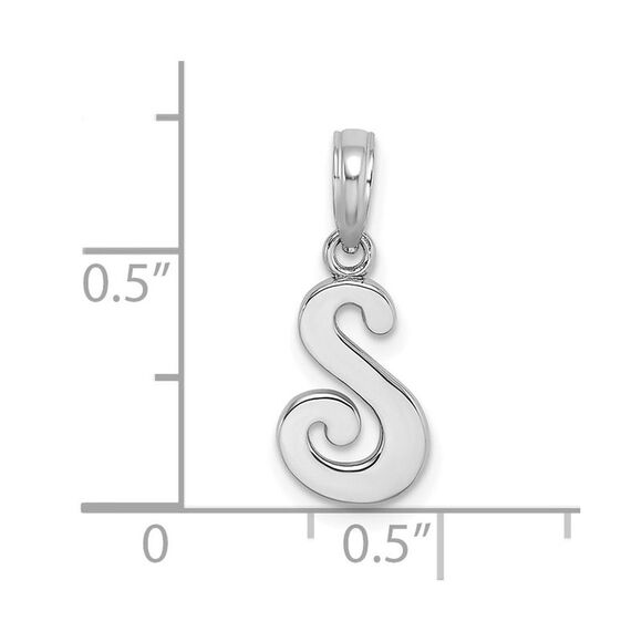 10K White Gold Polished S Script Initial Charm - Picture 3 of 9